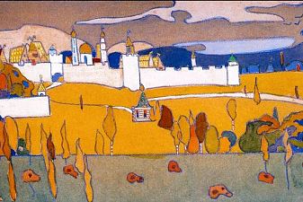 Walled City in Autumn Landscape