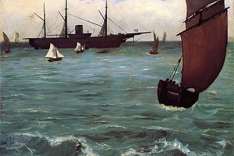 Fishing boat coming in before the wind (The Kearsarge in Boulogne)