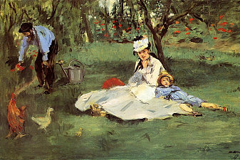 The Monet family in their garden at Argenteuil