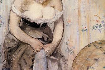 Woman fastening her garter