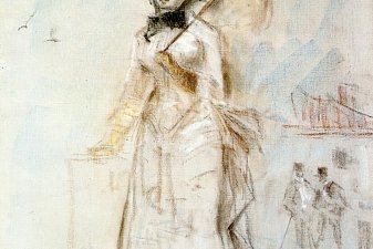 Young woman taking a walk holding an open umbrella