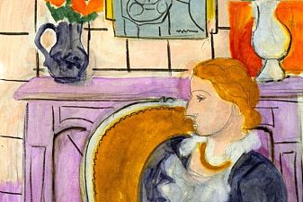 Blue Dress in Ocher Armchair