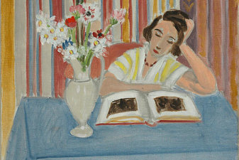 Girl Reading, Vase of Flowers