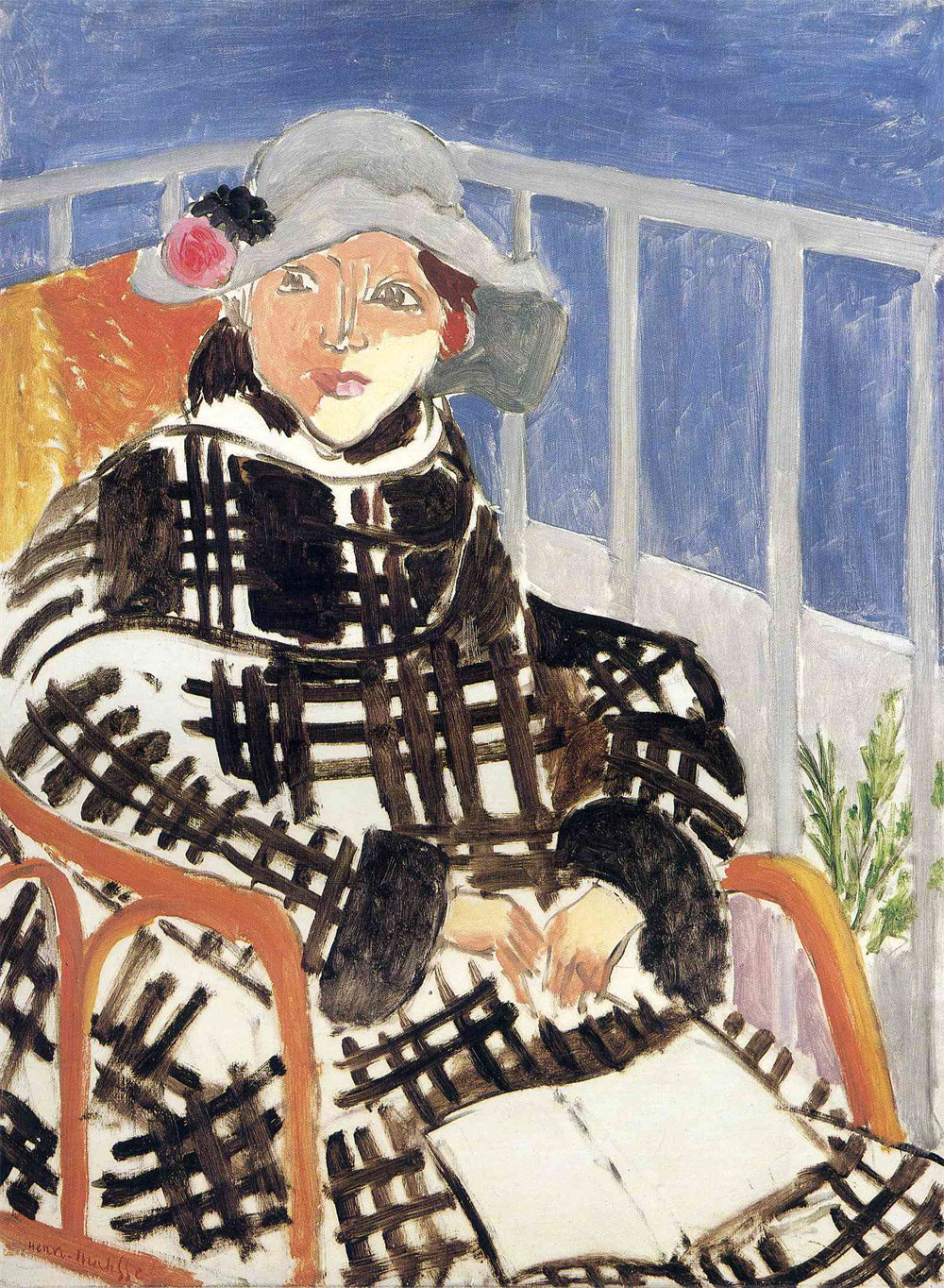 Mlle Matisse in a Scotch Plaid Coat 