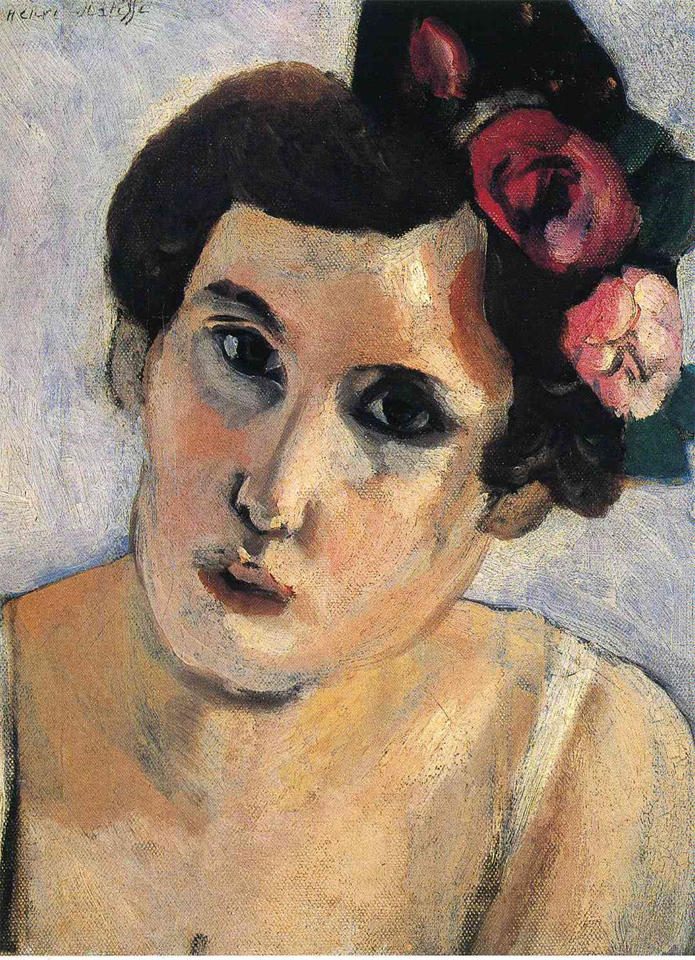 Woman's Head, Flowers in Her Hair 
