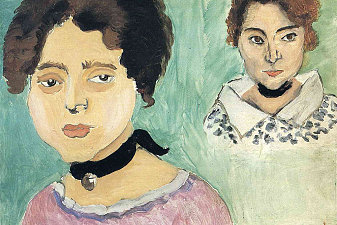 Double Portrait of Marguerite on Green Background