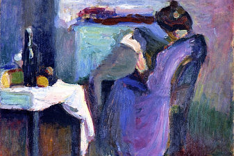 Reading Woman In Violet Dress