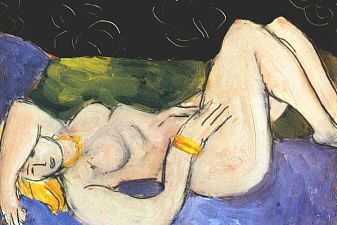 Reclining Nude on Violet Background