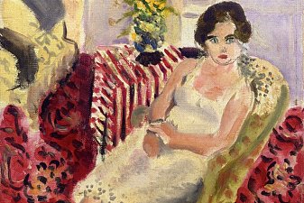 Seated Figure, Striped Carpet