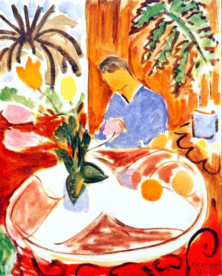 Small Interior with Round Marble Table 