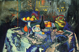 Still Life with Vase, Bottle and Fruit