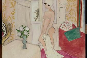 The Maiden and the vase of flowers or pink nude