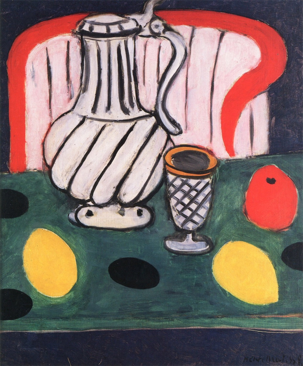 Tin Pitcher, Lemon and Armchair 