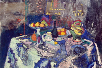 Vase, Bottle and Fruit