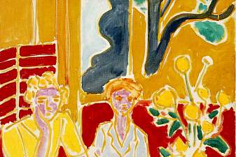 Two Girls in a Yellow and Red Interior