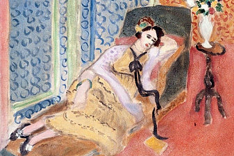 Young Woman on a Divan. Black Ribbon