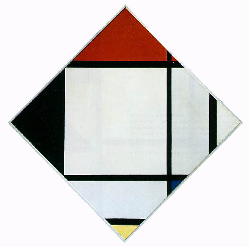 Lozenge Composition with Red, Black,Blue and Yellow 