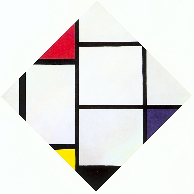 Lozenge Composition with Red, Gray, Blue, Yellow, and Black 