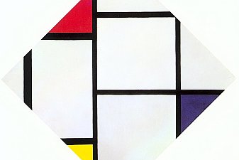 Lozenge Composition with Red, Gray, Blue, Yellow, and Black
