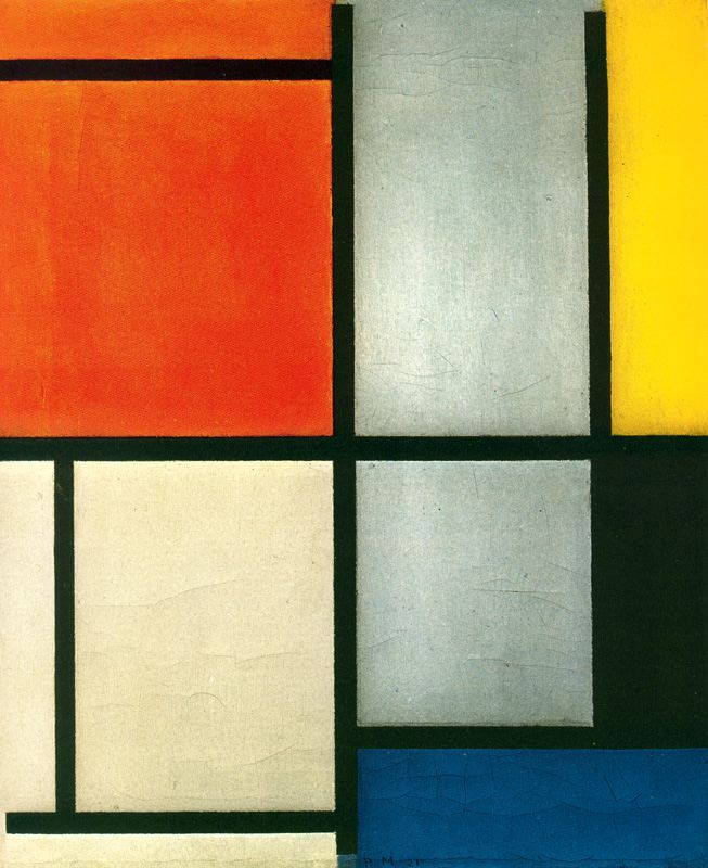 Tableau 3 with Orange -Red, Yellow, Black, Blue and Gray 