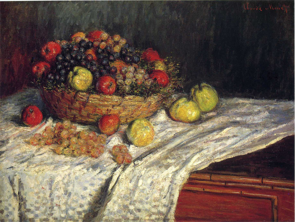 Fruit Basket with Apples and Grapes 