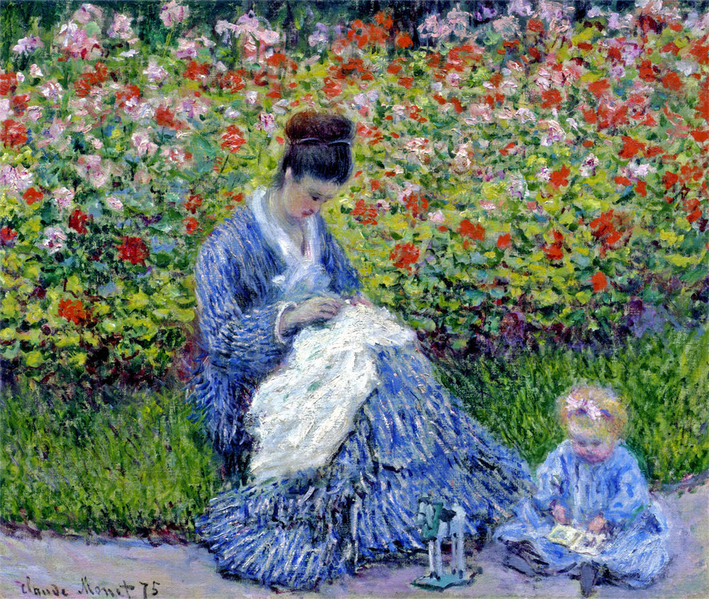 Camille Monet and a Child in the Artist’s Garden in Argenteuil 