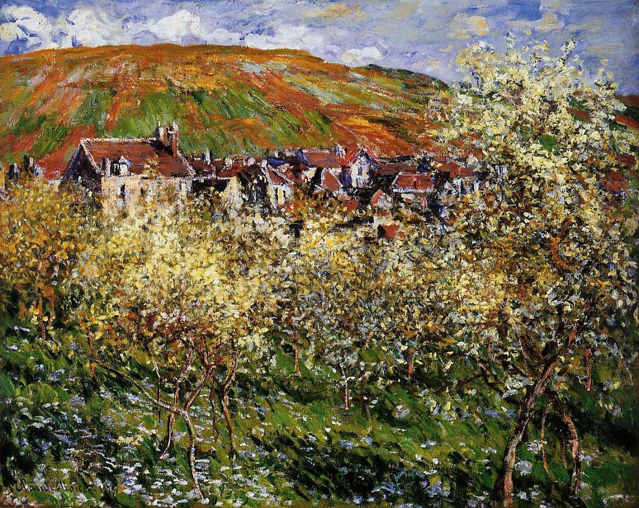 Plum Trees in Blossom at Vetheuil 