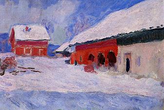 Red Houses at Bjornegaard in the Snow, Norway