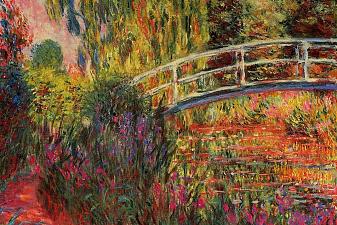 The Japanese Bridge (The Water-Lily Pond, Water Irises)