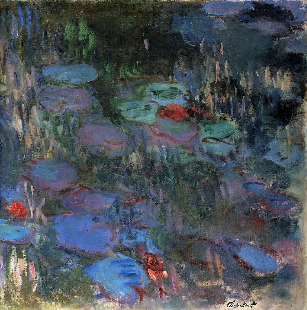 Water Lilies, Reflections of Weeping Willows (right half) 