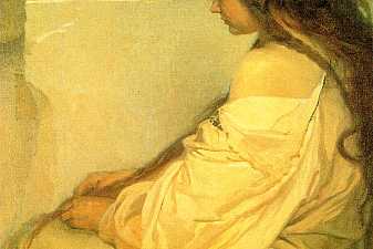 Girl with Loose Hair and Tulips