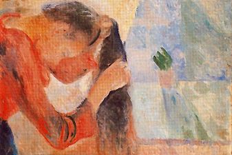 Girl Combing Her Hair