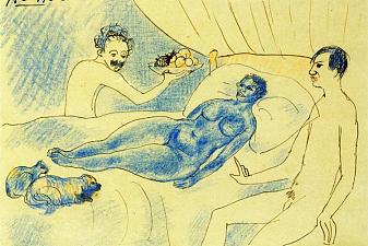A parody of Manet‘s Olympia with Junyer and Picasso