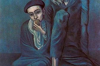 Old blind man with boy