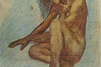 Old Woman stretching out her hands to the fire