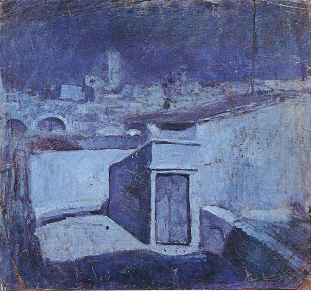 The roofs of Barcelona in the moonlight 