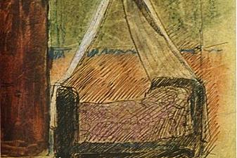 Bed with mosquito nets