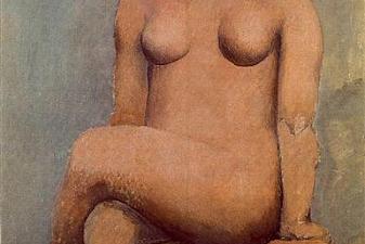 Seated nude with her legs crossed