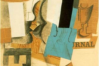 Still life with violin and fruits