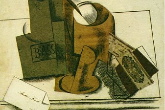 Bottle of bass, glass and package of tobacco