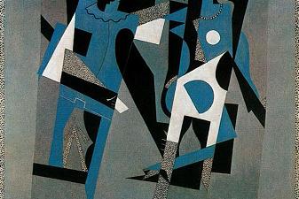 Harlequin and woman with necklace