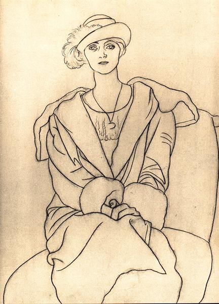 Olga in a hat with feather 