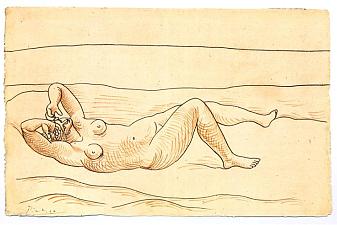 Reclining woman at the seashore