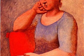 Leaning woman with bonnet