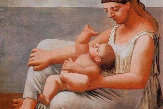 Woman with child on the seashore