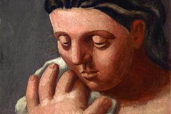 Woman's head and hand