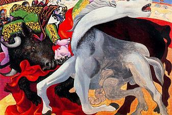 Bullfight, the death of the torero