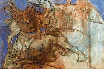 Minotaur is wounded, horse and personages