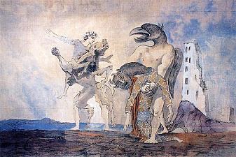 The Remains of Minotaur in a harlequin costume