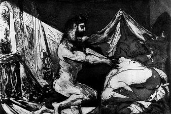 Faun unveiling a sleeping girl (Jupiter and Antiope, after Rembrandt)